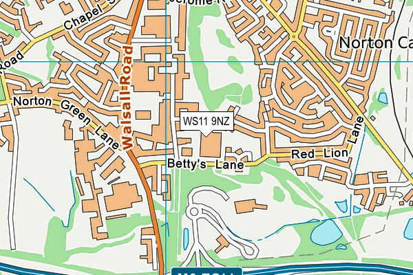 WS11 9NZ map - OS VectorMap District (Ordnance Survey) WS11 9NZ map - OS VectorMap District (Ordnance Survey)