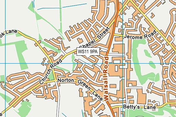 WS11 9PA map - OS VectorMap District (Ordnance Survey) WS11 9PA map - OS VectorMap District (Ordnance Survey)