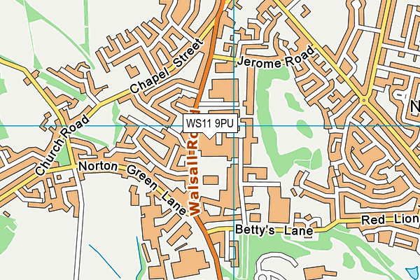 WS11 9PU map - OS VectorMap District (Ordnance Survey) WS11 9PU map - OS VectorMap District (Ordnance Survey)