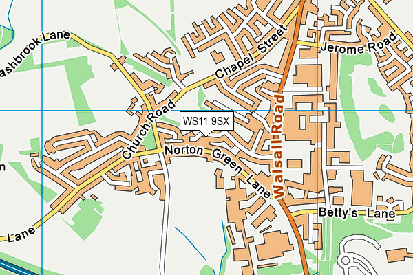 WS11 9SX map - OS VectorMap District (Ordnance Survey) WS11 9SX map - OS VectorMap District (Ordnance Survey)
