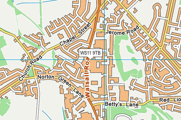 WS11 9TB map - OS VectorMap District (Ordnance Survey) WS11 9TB map - OS VectorMap District (Ordnance Survey)