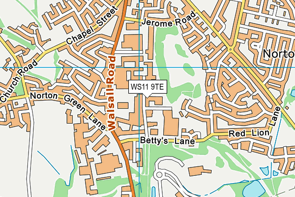 WS11 9TE map - OS VectorMap District (Ordnance Survey) WS11 9TE map - OS VectorMap District (Ordnance Survey)