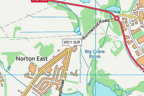 WS11 9UR map - OS VectorMap District (Ordnance Survey) WS11 9UR map - OS VectorMap District (Ordnance Survey)