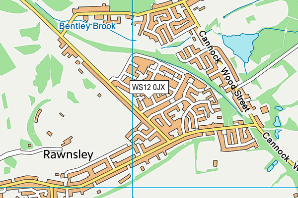 WS12 0JX map - OS VectorMap District (Ordnance Survey) WS12 0JX map - OS VectorMap District (Ordnance Survey)