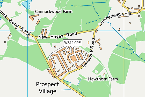 WS12 0PE map - OS VectorMap District (Ordnance Survey) WS12 0PE map - OS VectorMap District (Ordnance Survey)