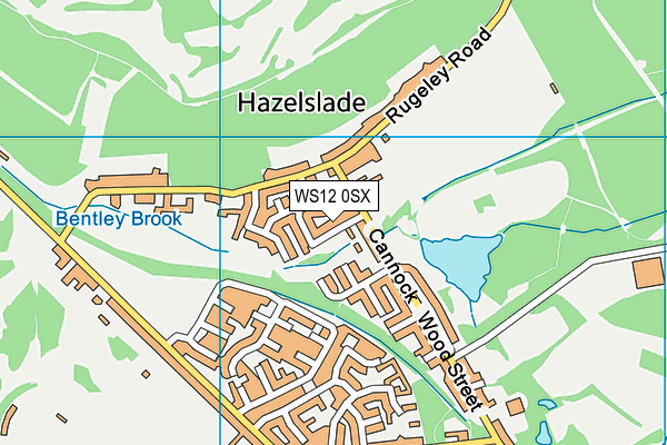 WS12 0SX map - OS VectorMap District (Ordnance Survey) WS12 0SX map - OS VectorMap District (Ordnance Survey)
