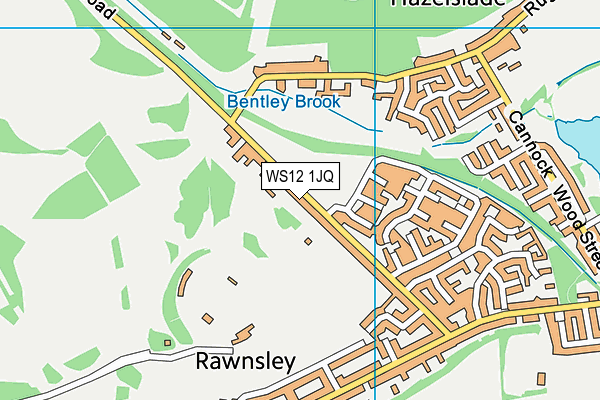 WS12 1JQ map - OS VectorMap District (Ordnance Survey) WS12 1JQ map - OS VectorMap District (Ordnance Survey)