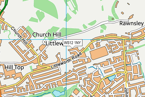 WS12 1NY map - OS VectorMap District (Ordnance Survey) WS12 1NY map - OS VectorMap District (Ordnance Survey)