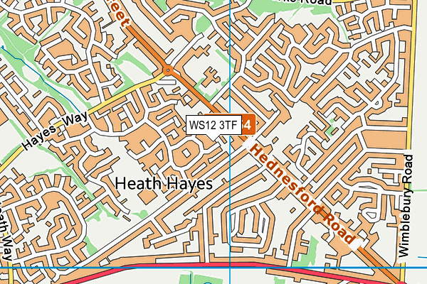 WS12 3TF map - OS VectorMap District (Ordnance Survey) WS12 3TF map - OS VectorMap District (Ordnance Survey)