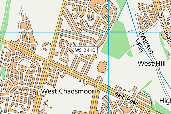 WS12 4HQ map - OS VectorMap District (Ordnance Survey) WS12 4HQ map - OS VectorMap District (Ordnance Survey)