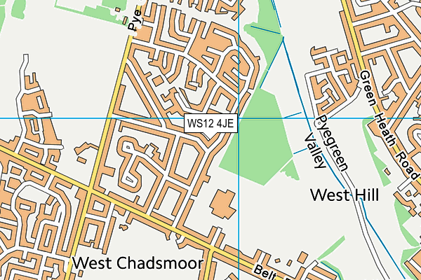 WS12 4JE map - OS VectorMap District (Ordnance Survey) WS12 4JE map - OS VectorMap District (Ordnance Survey)