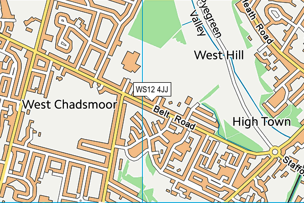 WS12 4JJ map - OS VectorMap District (Ordnance Survey) WS12 4JJ map - OS VectorMap District (Ordnance Survey)