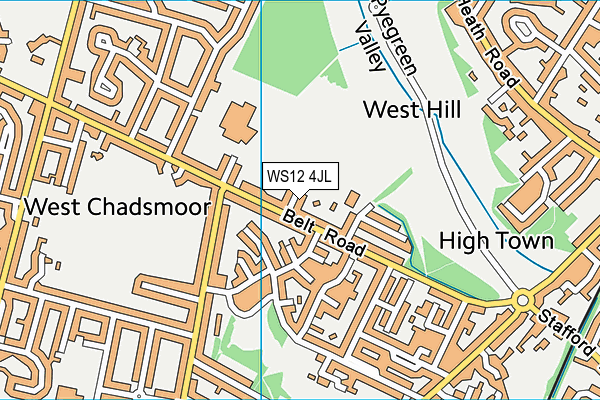 WS12 4JL map - OS VectorMap District (Ordnance Survey) WS12 4JL map - OS VectorMap District (Ordnance Survey)