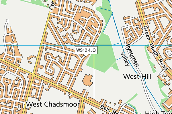 WS12 4JQ map - OS VectorMap District (Ordnance Survey) WS12 4JQ map - OS VectorMap District (Ordnance Survey)