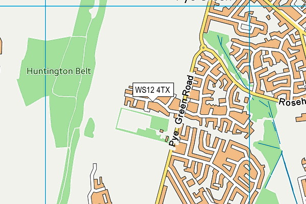 WS12 4TX map - OS VectorMap District (Ordnance Survey) WS12 4TX map - OS VectorMap District (Ordnance Survey)