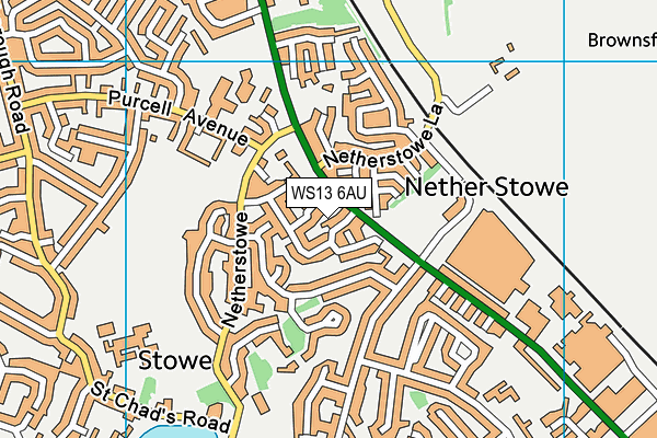WS13 6AU map - OS VectorMap District (Ordnance Survey) WS13 6AU map - OS VectorMap District (Ordnance Survey)
