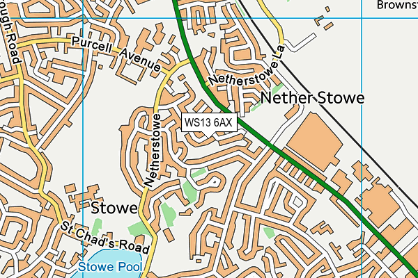 WS13 6AX map - OS VectorMap District (Ordnance Survey) WS13 6AX map - OS VectorMap District (Ordnance Survey)