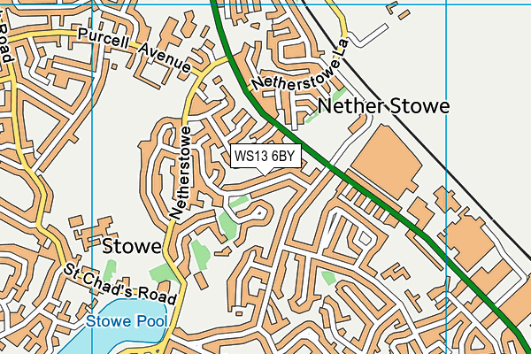 WS13 6BY map - OS VectorMap District (Ordnance Survey) WS13 6BY map - OS VectorMap District (Ordnance Survey)