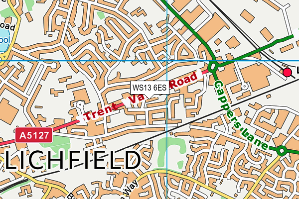 WS13 6ES map - OS VectorMap District (Ordnance Survey)