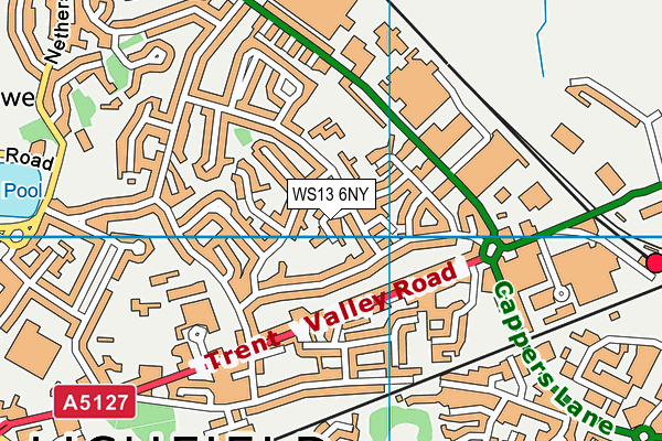 WS13 6NY map - OS VectorMap District (Ordnance Survey) WS13 6NY map - OS VectorMap District (Ordnance Survey)