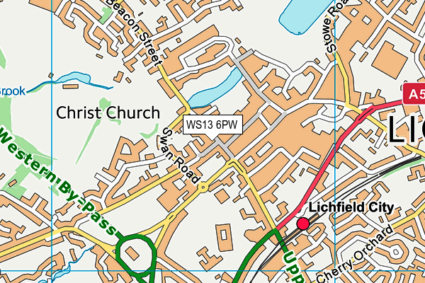 WS13 6PW map - OS VectorMap District (Ordnance Survey)