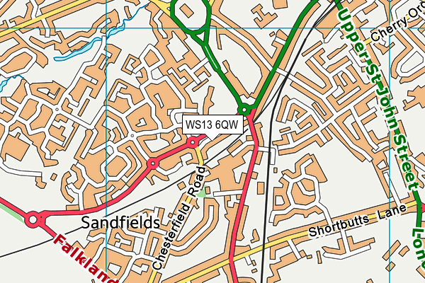 WS13 6QW map - OS VectorMap District (Ordnance Survey)