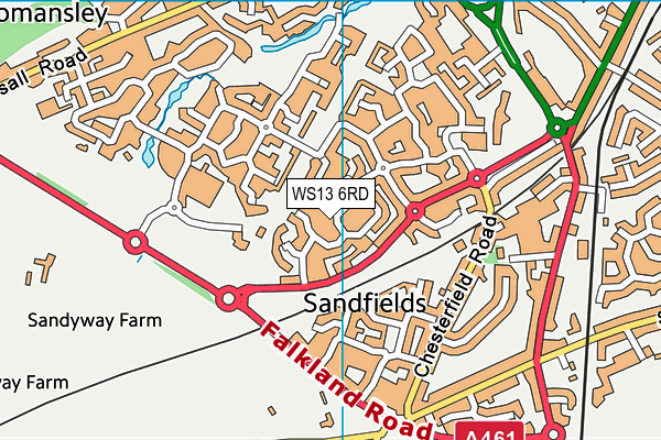 WS13 6RD map - OS VectorMap District (Ordnance Survey) WS13 6RD map - OS VectorMap District (Ordnance Survey)