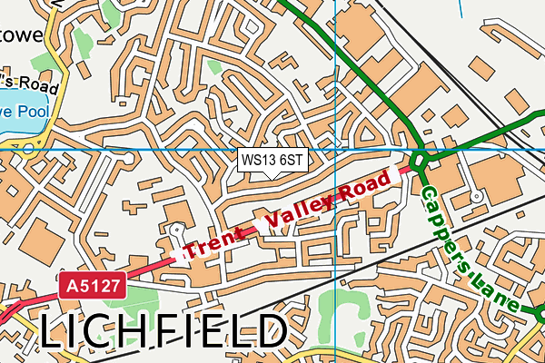 WS13 6ST map - OS VectorMap District (Ordnance Survey) WS13 6ST map - OS VectorMap District (Ordnance Survey)