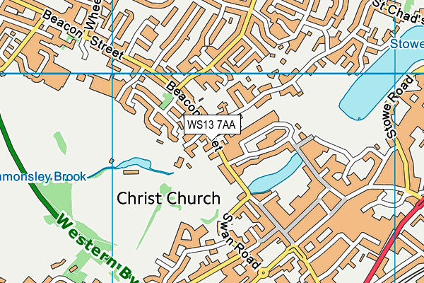 WS13 7AA map - OS VectorMap District (Ordnance Survey) WS13 7AA map - OS VectorMap District (Ordnance Survey)