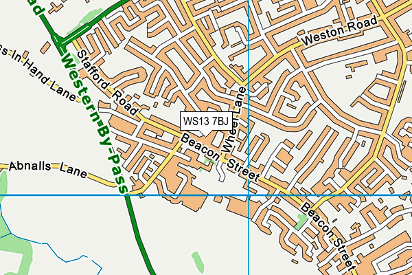 WS13 7BJ map - OS VectorMap District (Ordnance Survey) WS13 7BJ map - OS VectorMap District (Ordnance Survey)