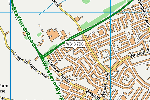 WS13 7DS map - OS VectorMap District (Ordnance Survey) WS13 7DS map - OS VectorMap District (Ordnance Survey)