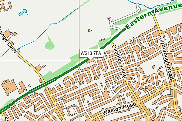 WS13 7FA map - OS VectorMap District (Ordnance Survey) WS13 7FA map - OS VectorMap District (Ordnance Survey)