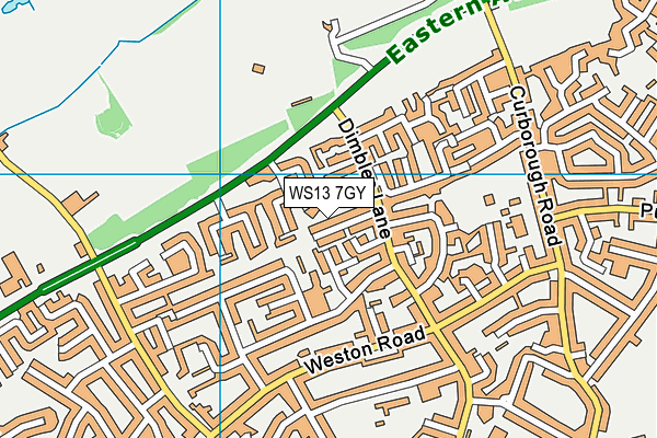 WS13 7GY map - OS VectorMap District (Ordnance Survey) WS13 7GY map - OS VectorMap District (Ordnance Survey)