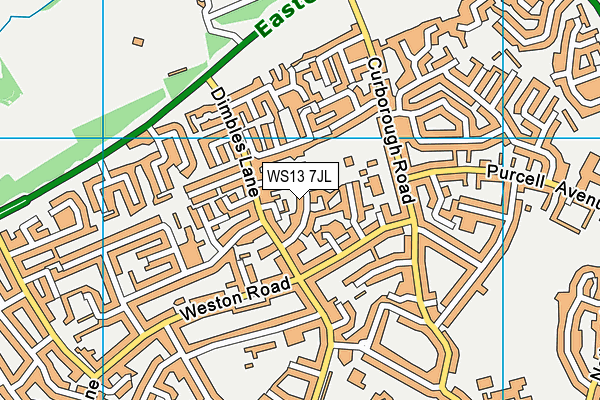 WS13 7JL map - OS VectorMap District (Ordnance Survey) WS13 7JL map - OS VectorMap District (Ordnance Survey)