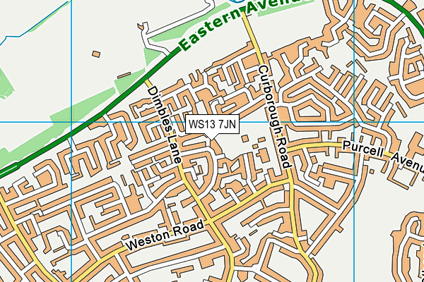 WS13 7JN map - OS VectorMap District (Ordnance Survey) WS13 7JN map - OS VectorMap District (Ordnance Survey)