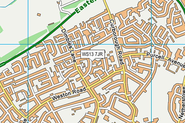 WS13 7JR map - OS VectorMap District (Ordnance Survey) WS13 7JR map - OS VectorMap District (Ordnance Survey)