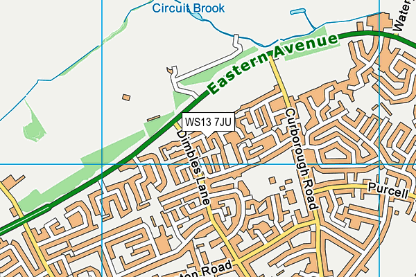 WS13 7JU map - OS VectorMap District (Ordnance Survey) WS13 7JU map - OS VectorMap District (Ordnance Survey)