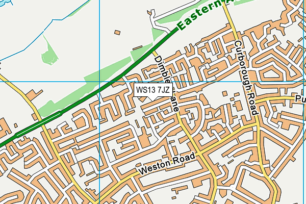 WS13 7JZ map - OS VectorMap District (Ordnance Survey) WS13 7JZ map - OS VectorMap District (Ordnance Survey)
