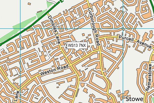 WS13 7NX map - OS VectorMap District (Ordnance Survey) WS13 7NX map - OS VectorMap District (Ordnance Survey)