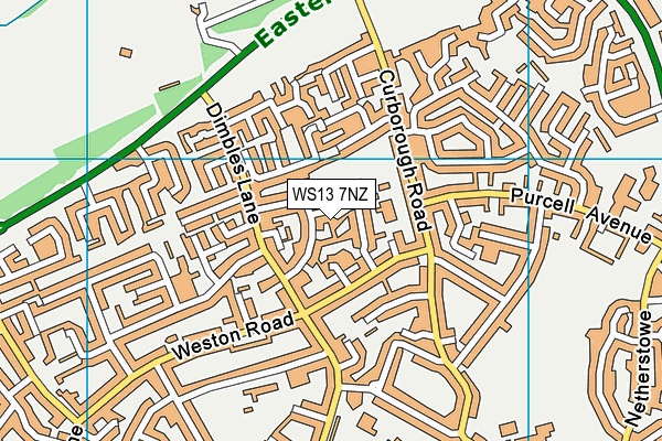 WS13 7NZ map - OS VectorMap District (Ordnance Survey) WS13 7NZ map - OS VectorMap District (Ordnance Survey)