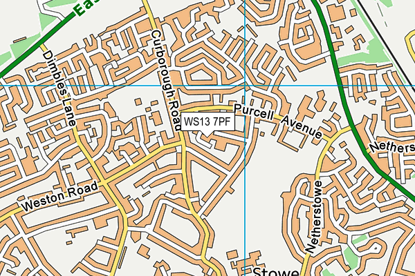 WS13 7PF map - OS VectorMap District (Ordnance Survey) WS13 7PF map - OS VectorMap District (Ordnance Survey)