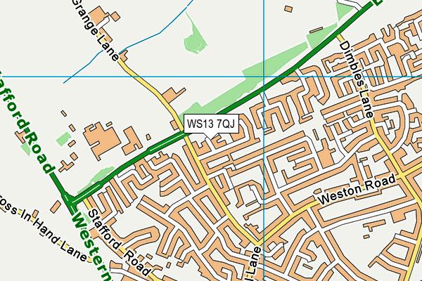 WS13 7QJ map - OS VectorMap District (Ordnance Survey) WS13 7QJ map - OS VectorMap District (Ordnance Survey)