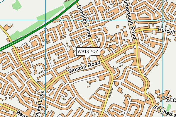 WS13 7QZ map - OS VectorMap District (Ordnance Survey) WS13 7QZ map - OS VectorMap District (Ordnance Survey)