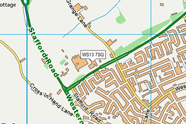 WS13 7SQ map - OS VectorMap District (Ordnance Survey) WS13 7SQ map - OS VectorMap District (Ordnance Survey)
