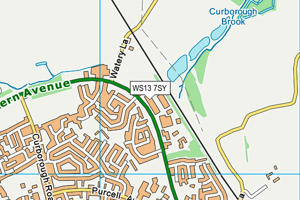 WS13 7SY map - OS VectorMap District (Ordnance Survey) WS13 7SY map - OS VectorMap District (Ordnance Survey)