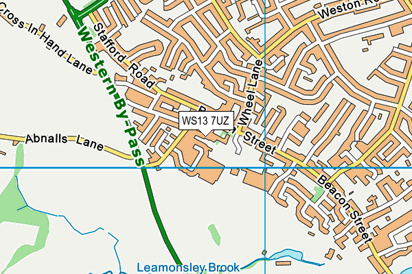 WS13 7UZ map - OS VectorMap District (Ordnance Survey) WS13 7UZ map - OS VectorMap District (Ordnance Survey)