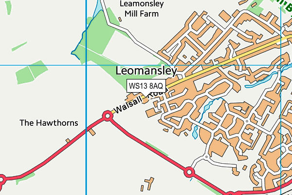 WS13 8AQ map - OS VectorMap District (Ordnance Survey) WS13 8AQ map - OS VectorMap District (Ordnance Survey)