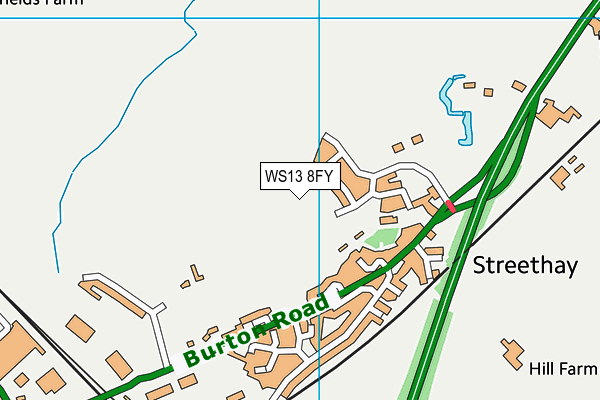 WS13 8FY map - OS VectorMap District (Ordnance Survey) WS13 8FY map - OS VectorMap District (Ordnance Survey)