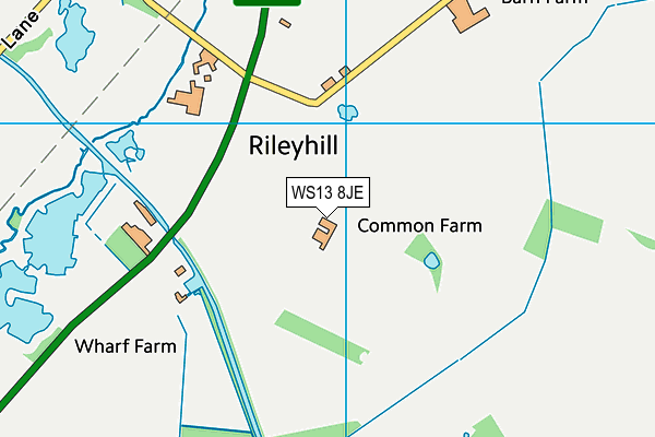 WS13 8JE map - OS VectorMap District (Ordnance Survey) WS13 8JE map - OS VectorMap District (Ordnance Survey)