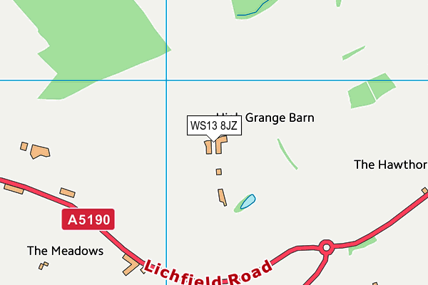 WS13 8JZ map - OS VectorMap District (Ordnance Survey) WS13 8JZ map - OS VectorMap District (Ordnance Survey)